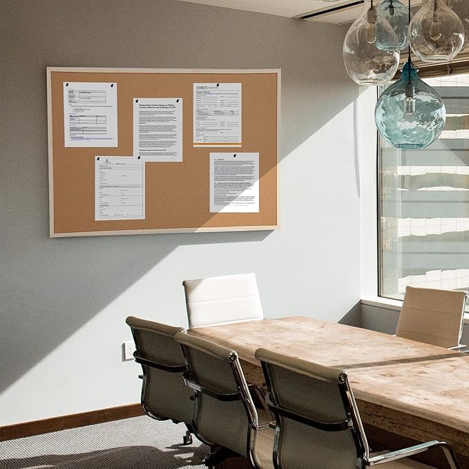 2 Pack 16” x 24” Cork Boards for Walls with Wooden Frame, Double Sided Office Board for Wall Organizer, Bulletins Board Decorative Hanging Pin Board for School, Home & Office, Memo Board