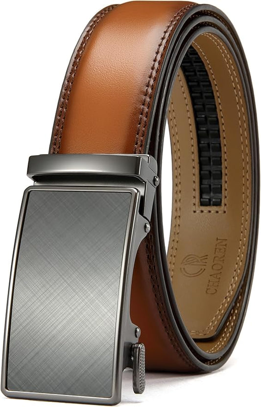 CHAOREN Mens Belt - Mens Ratchet Belt Leather 1 3/8" for Dress Pant - Micro Adjustable Belt Fit Everywhere