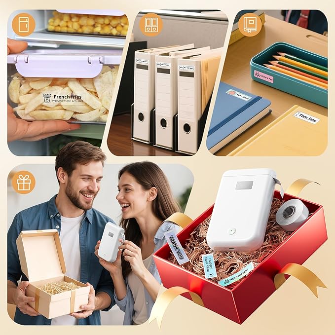 Label Maker, Label Maker Machine with Tape, Portable Bluetooth Label Printer with Little Space, Mini D10 Label Machine with Multiple Personalized Templates for Family School
