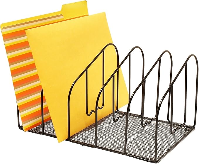 Deco Brothers File Sorter Organizer for Desk, 5 Sections, Black
