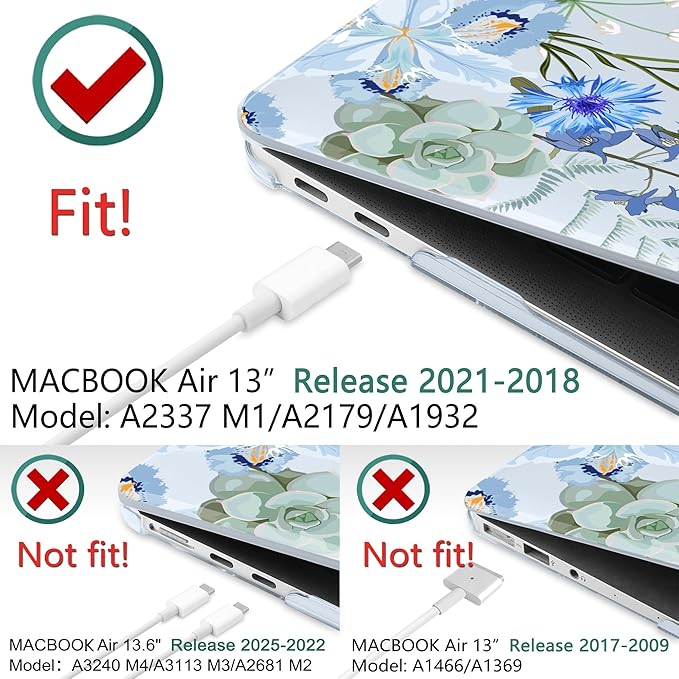 DONGKE for MacBook Air 13 Inch Case 2021-2018, Compatible with A2337 M1 A2179 A1932 Support Retina Display & Touch ID, Hard Shell Plastic Cover with Keyboard Skin - Paradise Nature