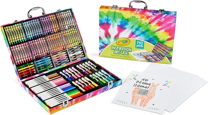 Crayola Inspiration Art Case Coloring Set - Tie-Dye (140ct), Art Supplies Set For Kids, Travel Drawing Kit, Holiday & Christmas Gift for Girls & Boys, Ages 5+ [Amazon Exclusive]