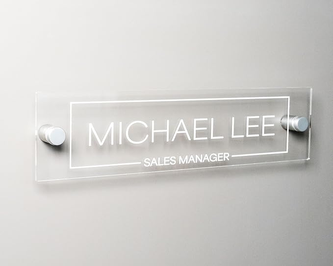 Name Plate For Wall or Door - Name Sign For Office (Clear Acrylic)