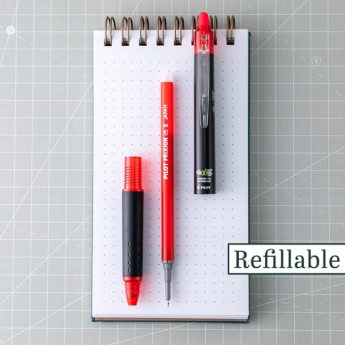 PILOT FriXion Synergy Clicker Erasable Gel Ink Pens, Extra Fine Point, Red Ink, 8-pack (17855)