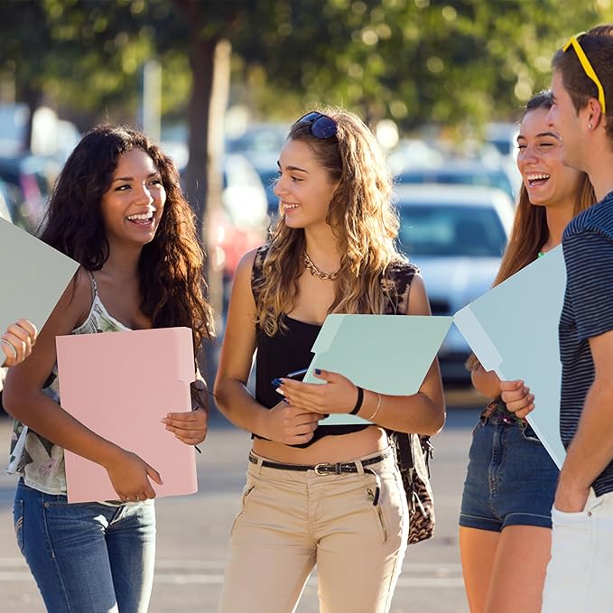 Colored Two Tone File Folders,18 Pack Manilla Folders 8.5 x 11,Office Organization Home School Folders for Documents Files Paper(7611U)