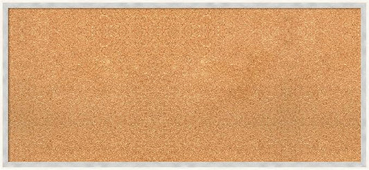 Amanti Art Natural Cork Board for Wall, 17x37 Vision Board with White Frame, Medium Corkboard Office Decor for Home Organization, Modern Corkboard Pinboard to Display Items for Home Organization in