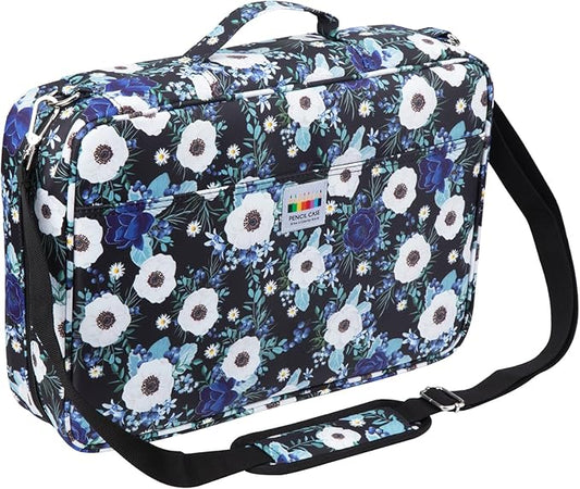 YOUSHARES Big Capacity Colored Pencil Case - 480 Slots large Pen Case Organizer with Multilayer Holder for Prismacolor Colored Pencils & Gel Pen (Silver Lotus)