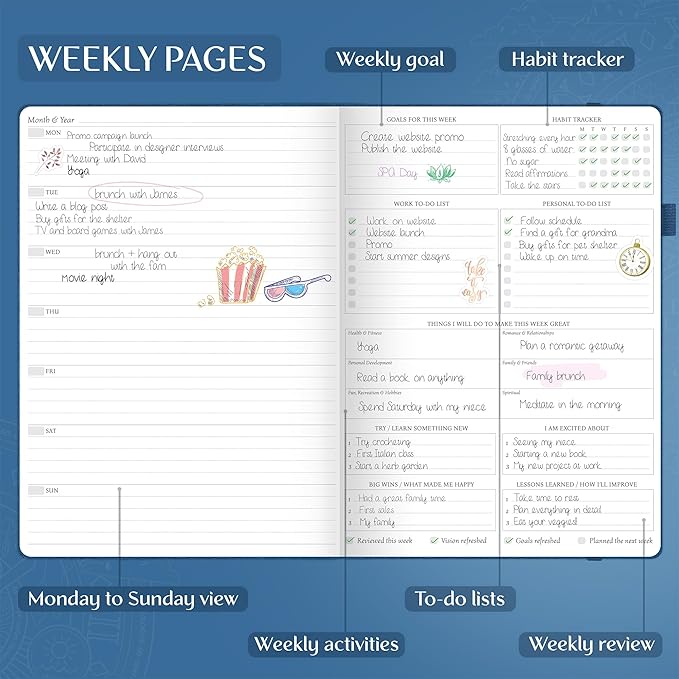 Legend Planner PRO Premium – Large Undated Weekly, Monthly & Budget Planner with Habit Tracker – Life Organizer for Time & Task Management, Goal Setting & Productivity – A4 size (Mystic Blue)