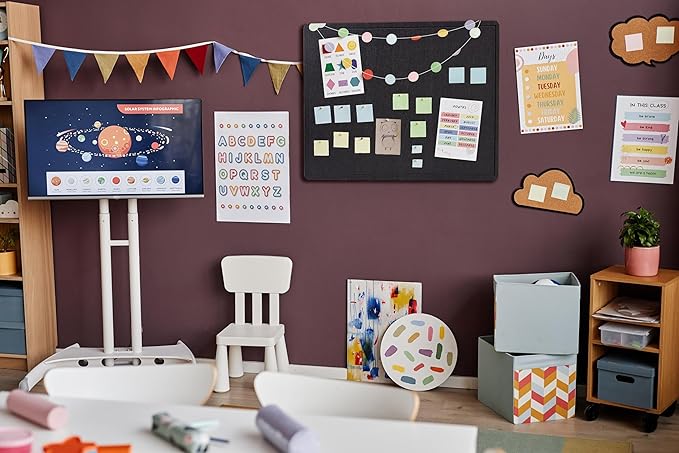 Large Bulletin Board - Foldable 72x48 Inches Cork Board Alternative with 20 Push Pins and 237 Pcs Glitter Letters, 6' x 4' Self-Adhesive Felt Bulletin Board for Wall, Home Office Decor