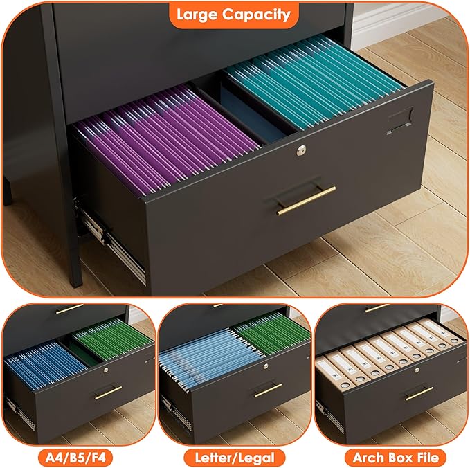 Tall Metal Arch Cabinet, Filing Cabinet for Home Office, Black Arched Bookcase with Locking Glass Doors and Drawers(Assemble Required)