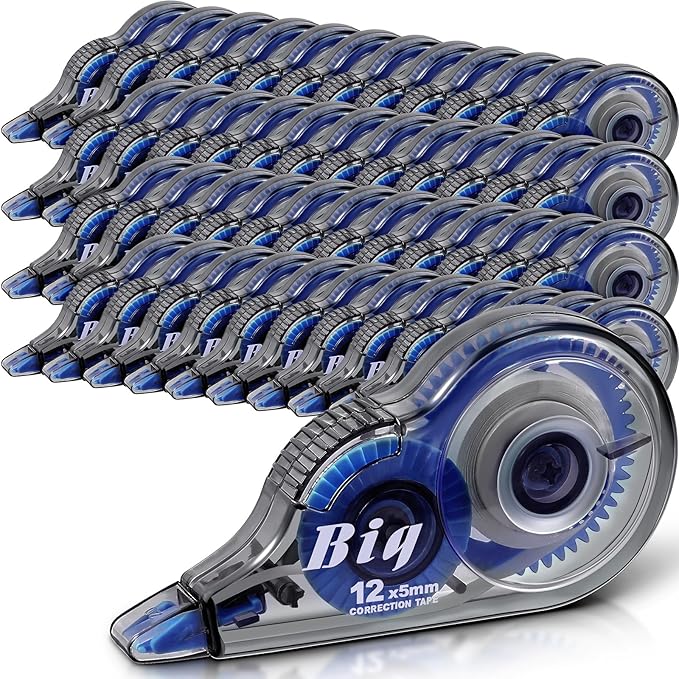 Chivao 48 Pack White Correction Tape, Classroom Correction Tape Wipe out Easy to Use Applicator Translucent Dispenser Shows for School Office Note Journal, 0.2 Inch x 39.4 Feet