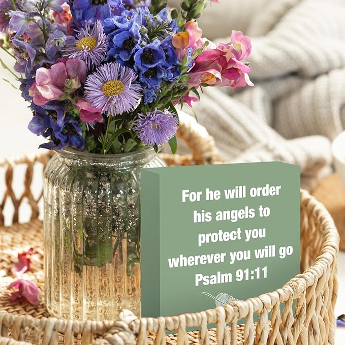 Sage Green Office Desk Accessories Decor Sign Christian Religious Gifts for Women Christian Bible Verse Gift for Women Men Family Friend Driver