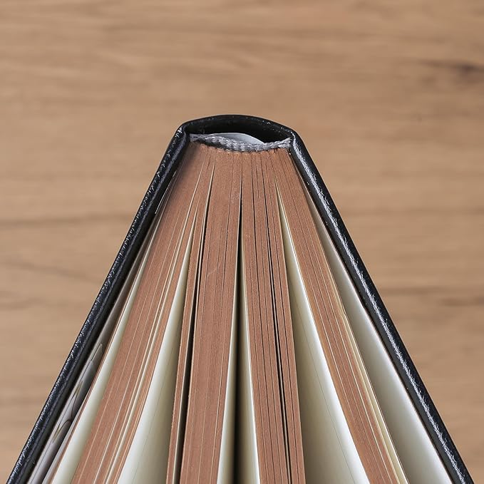 ZXHQ Thick Lined Journal Notebook with Pen, 360 Pages 100gsm Paper, Brown Sprayed Edge, Journal for Writing B5 Ruled Notebook,Leather Hardcover,Perfect for Work, Office or School, 7.8'' x 10'' Black