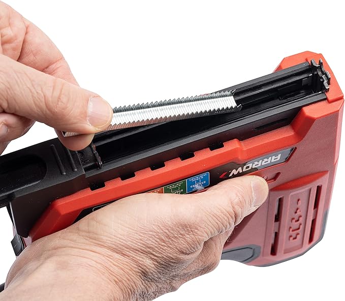 Arrow ET501F Corded 5-in-1 Professional Electric Staple and Nail Gun, Wire Stapler, and Brad Nailer for Upholstery, Framing, Insulation, Crafts, Fencing, and Cable, Black/Red