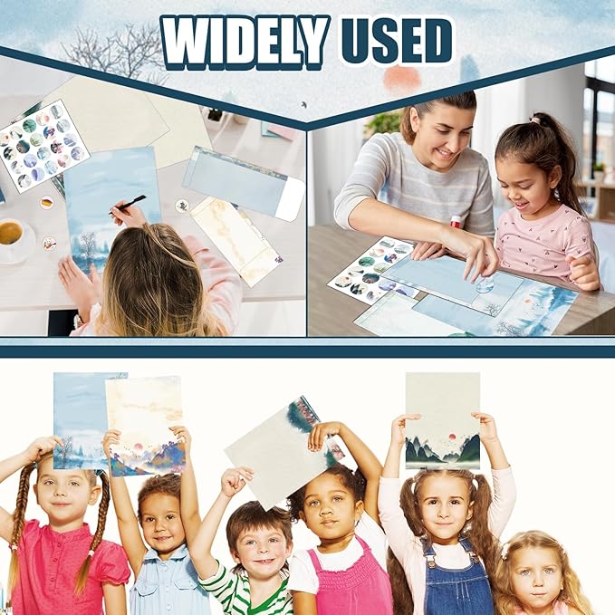 250Pcs Japanese Stationery Paper and Envelope Set with 100 Letterhead Papers and 50 Envelopes, 10 Design for Letter Writing Invitations Computer Holidays Party Notes, 8.5x11 Inch-Flower