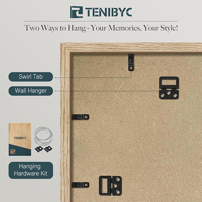 11x14 Oak Picture Frame 3 Pack with HD Glass, Natural Wood Poster Frame, Wall Gallery Frame