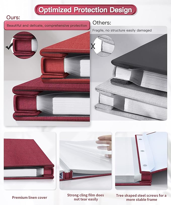 Popotop Photo Album Self Adhesive Scrapbook Album for 4x6 5x7 8x10 Pictures DIY Photo Book as Scrapbooking Supplies Kits, Birthday Gifts for Women Mom Wedding Baby Family Travel