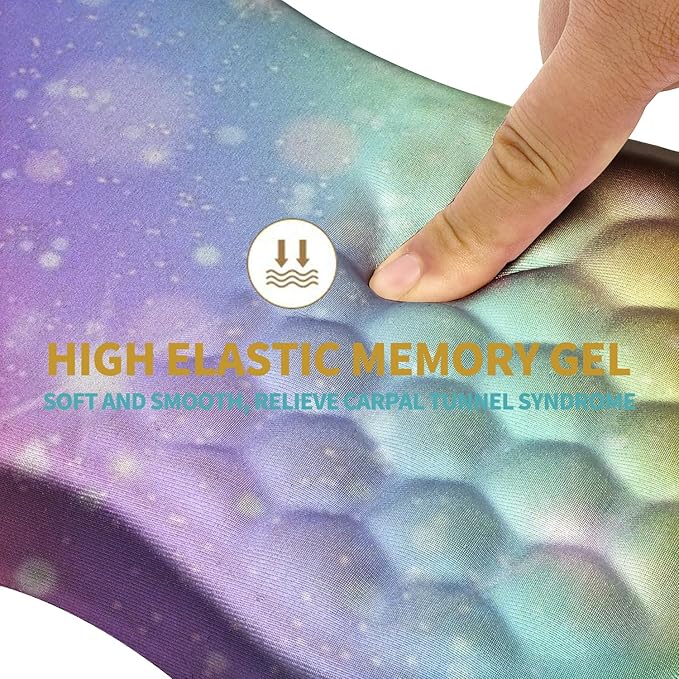 Hokafenle Ergonomic Mouse Pad Wrist Support with Massage Design, Wrist Rest Pain Relief Mousepad with Memory Foam&Non-Slip PU Base, Mouse Pads for Wireless Mouse & Desk (12x8 inch,Rainbow Bubble)
