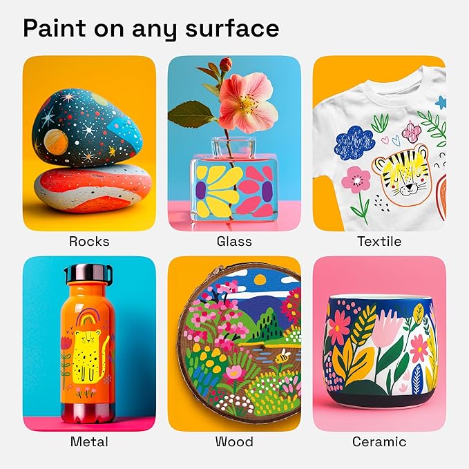 ARTISTRO Vibrant Acrylic Paint Markers for Rock, Fabric, Glass, Wood, Paper, Ceramic, Canvas & More - 12 Dual-Tip Paint Pens (Dot & Fine) - Quick Dry, Teacher Classrooms Must Have, Drawing Markers