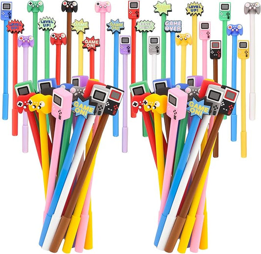 50 PCS Video Game Cartoon Cute Fun Pens Kawaii Games Handle Level Up Games Console Shape Gel Black Ink Pen Cute Video Game Pens for Office Home Present