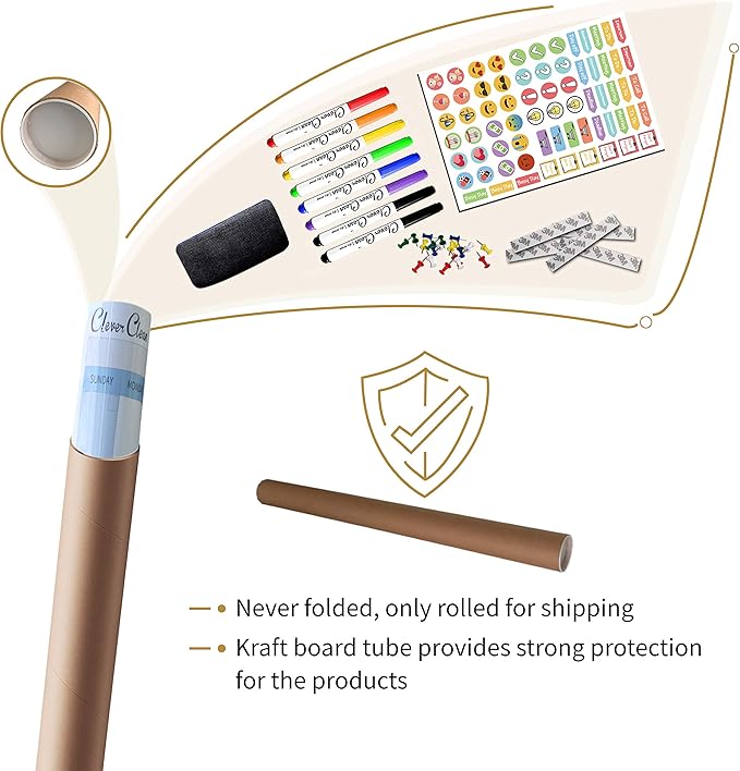 CLEVER CLEAN Large Dry Erase Wall Calendar 5 Feet- 48"x60" 2025 Undated Yearly Planner for Home, Office, School Projects - Jumbo Erasable Laminated Task Organizer