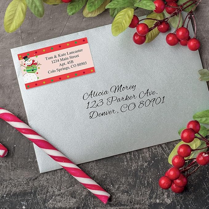 Christmas Fun Personalized Return Address Labels - 4 Designs, Set of 144, Large, Self-Adhesive, Flat-Sheet Labels, by Colorful Images