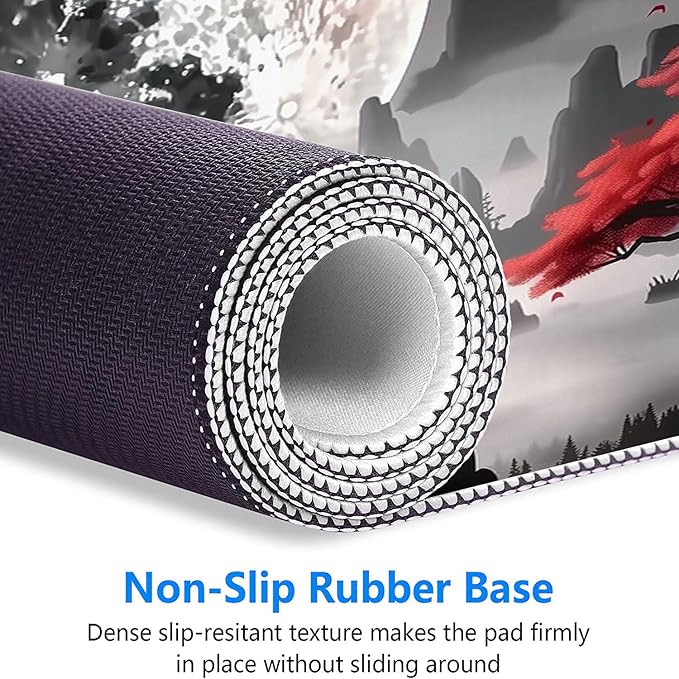 Red Moon - Extended Gaming Mouse Pad Mat with Stitched Edge Non-Slip Base - 31.5"x11.8" for Office, Home and Laptop