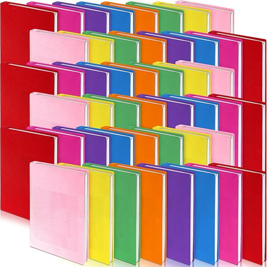 Sherr 48 Pcs Stretchable Jumbo Book Sleeve Covers 14.5 x 9 Inch Stretchable Book Cover Fabric Protector Reusable Textbook Cloth for Classroom Most Hardcover About 9 x 12 Inch (Vibrant Color)