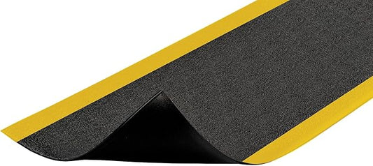 Notrax 411 Sof-Tred™ 3' x 60' x 9/16" Anti Fatigue Mat, Enhanced Slip Resistance with Beveled Edges and Pebbled Surface, Ideal for Industrial and Commercial Workplaces, Black/Yellow, 411R0436BY