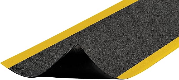 Notrax 411 Sof-Tred™ 3' x 60' x 3/8" Anti Fatigue Mat, Enhanced Slip Resistance with Beveled Edges and Pebbled Surface, Ideal for Industrial and Commercial Workplaces, Black/Yellow, 411R0336BY