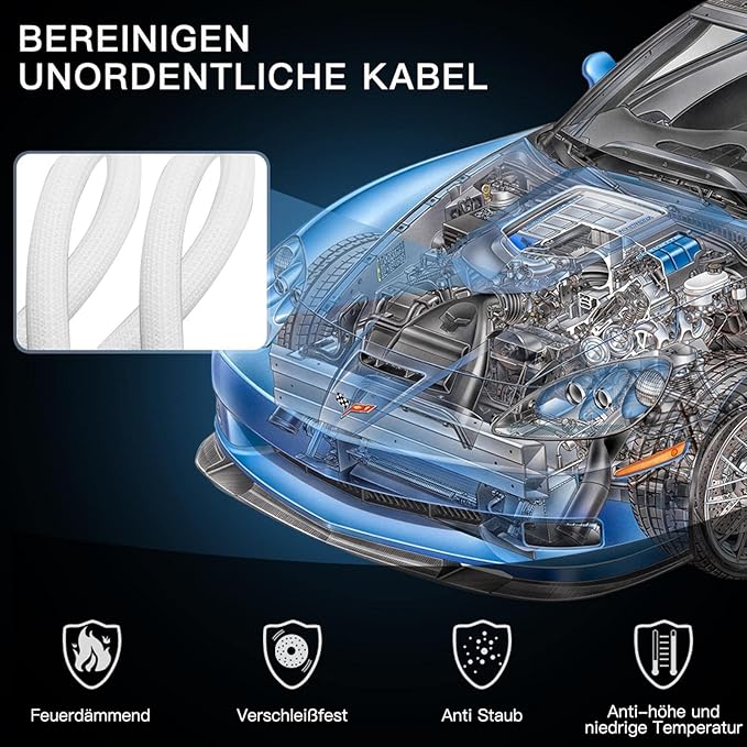 AGPTEK Cable Sleeve Cover, 20ft - 4/5 inch Desk Cord Organizer Cable Hider, Home Office Wire Management Computer TV Wire Loom Tubing, Pet Proof Cord Protector, from Cat Dog Chewing, White