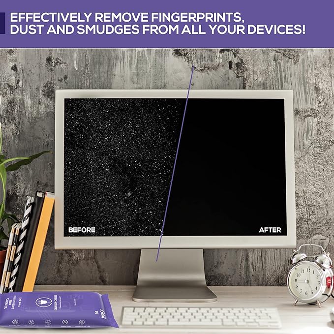 Screen Cleaner Wipes: Electronic Wipes for Screens - Computer Screen Wipes for Lens, Phone, Tv Screen and Monitor Cleaning - Tech Wipes & Microfiber Cloth (Soft Wipes, 600 Count)