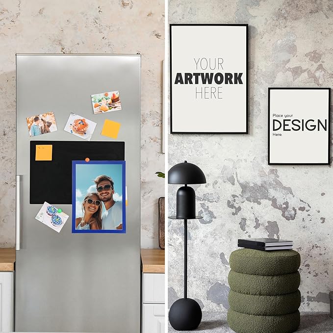 uxcell 6 Pcs Magnetic Sign Holder, 8.3" x 11.7" Self-Adhesive Magnetic Wall Signs Holder Magnetic Picture Frame Document Holder for Home Office Wall Window Displays, Dark Blue