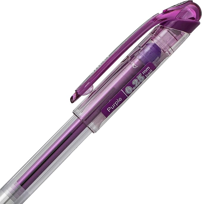 Pentel Arts Slicci 0.25 mm Extra Fine Gel Pen, Violet Ink, Box of 12 (BG202-V)