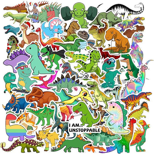 100PCS Dinosaur Stickers, Cute Waterproof Cartoon Stickers for Kids, Teaching Rewards, Dino Party Favourites, Stocking Stuffers for Kids Boys Girls Toddlers Teens