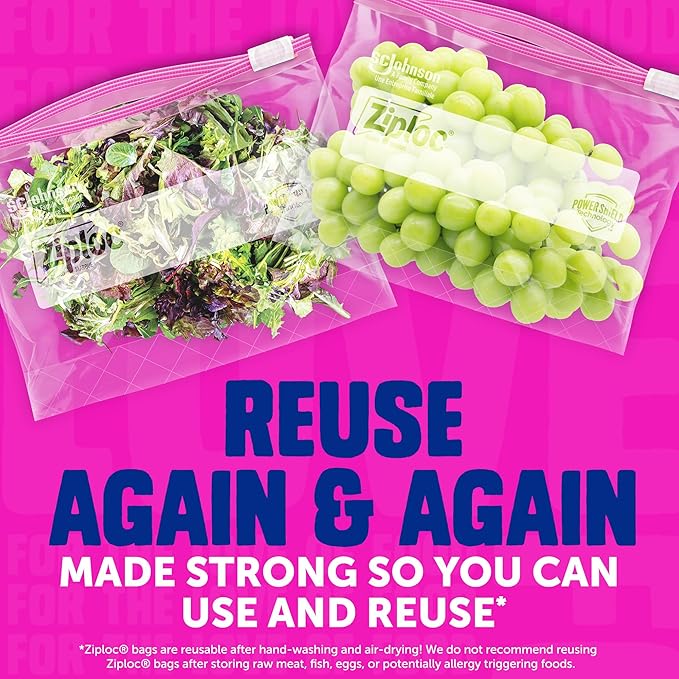 Ziploc Quart Food Storage Bags, Stand-Up Bottom, Easy to Fill, 100 Count (Packaging May Vary)