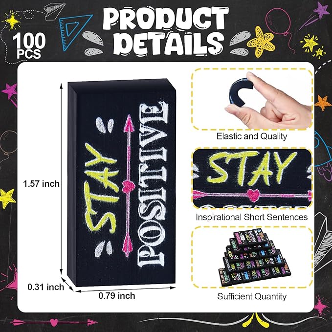100 Pcs Inspirational Pencil Erasers Bulk for Kids Fun Motivational Eraser School Supplies Back to School Office Supplies for Classroom Office Teacher Artists (Colorful Chalkboard)