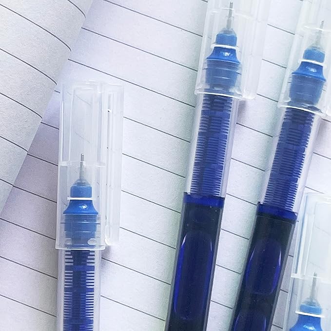 sencoo 5 pack Extra Fine Point Pens Liquid Ink Pen Rolling Roller ball Quick-drying Ink for Home Office School (Blue)