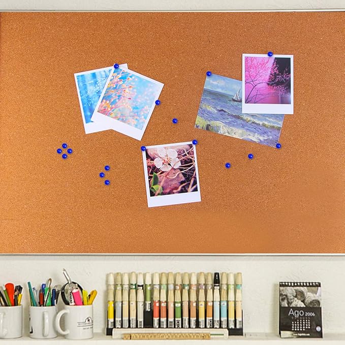 Map Tacks 1/8-Inch Assorted Color Beads Head Map Marking Push Pins,500-count (Blue)