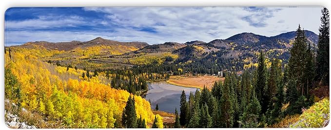 Big Cottonwood Canyon Non-Slip Desk Pad, Desk Mat with Seamed Edges, Utah Landscape Gaming Mouse Pad, Keyboard Pad, Mouse Mat for Work, Game, Office, Home, 31.5 X 11.8 Inch, 3mm Thick