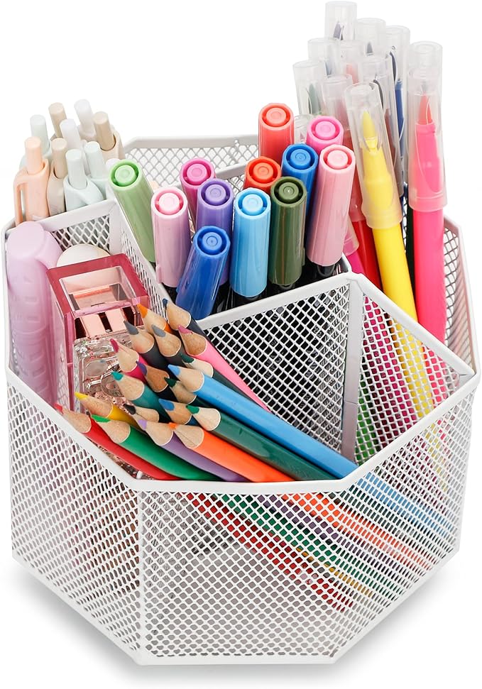 Exerz Desk Organiser/Mesh Desk Tidy Candy/Pen Holder/Multifunctional Organiser 360 Rotating