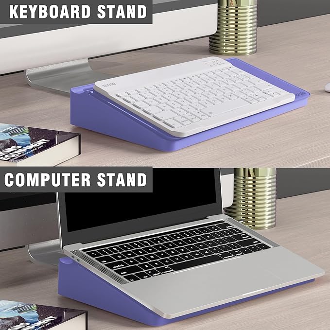 SELEAD Desktop Glass Whiteboard with Storage, Small Dry Erase White Board Computer Pad Keyboard Stand for Home, School, Office Desk Accessories - Purple