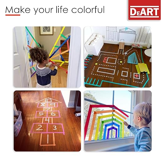 DEART Colored Masking Painters Labeling Tape Masking Tape 1 inch Color Painter Tapes for Arts & Crafts Labeling or Coding, Kids Art Supplies Color Tape Rolls, Colorful Craft Tapes