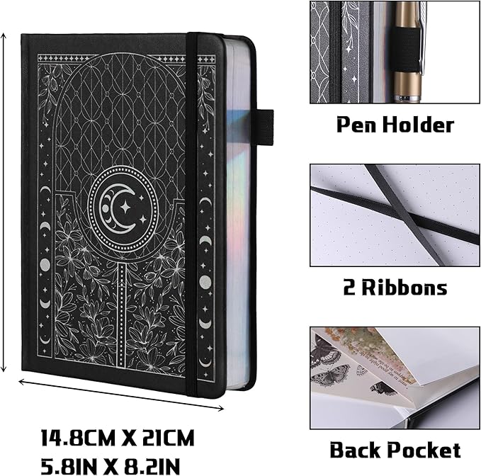 TIEFOSSI Bullet Dotted Journal Notebook, 160gsm 256 Numbered Thick Paper, A5 Hardcover Dotted Grid Diary for Women Men Work Writing, Bullet Dot Journaling, Drawing, 5.8 x 8.3 in