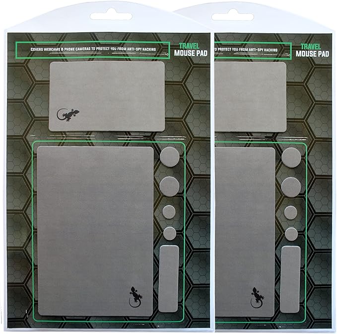 Mouse Pad Adhesive Bottom - Sticks to Any Surface - Portable - Webcam Covers and Screen Cleaner Included (2 x Gray)