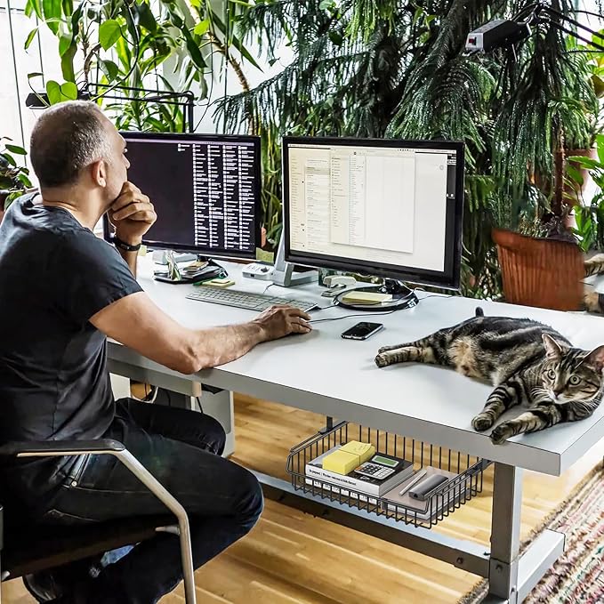 Under Desk Drawer, Slide Out Design,No Drill Metal Under Desk Cable Management, Under Table Storage Shelf Tray Basket Under Table Drawer Organizer for Office, Home, Workspace, Cabinet