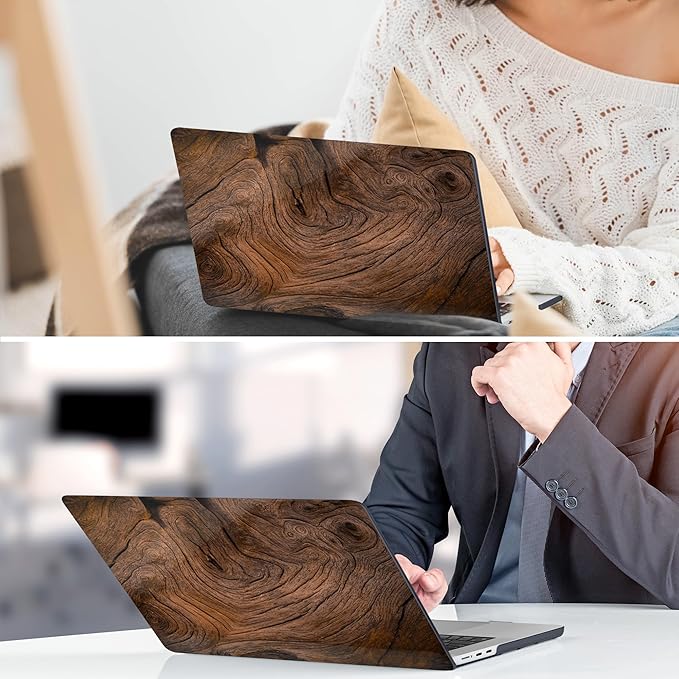 DONGKE Compatible with M4 MacBook Air 15 inch Case 2025 2024 2023 A3241 A3114 A2941 M3 M2 Liquid Retina Display Touch ID, Plastic Hard Case & Keyboard Skin & Screen Protector - Wood Grain