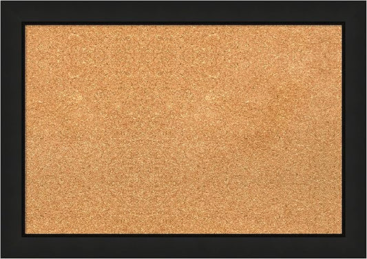 Amanti Art Natural Cork Board for Wall, 19x27 Vision Board with Black Wood Frame, Medium Corkboard Office Decor for Home Organization, Casual Corkboard Pinboard to display items for home organization