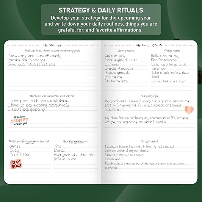 GoGirl Weekly Schedule Planner – Hourly Work & Life Planner with Time Slots – Vertical Agenda Organizer for Daily Productivity, A5 (Forest Green)