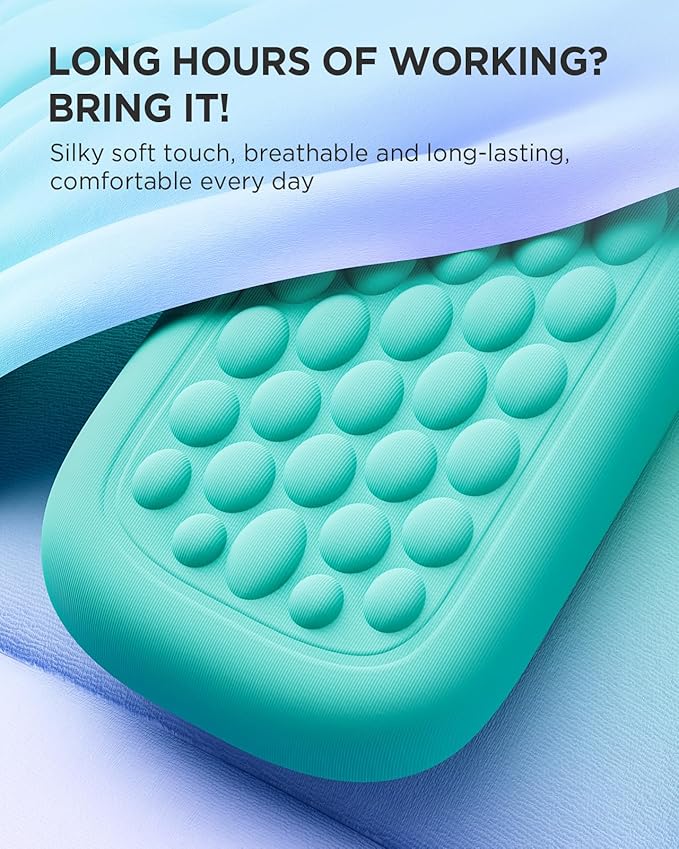 Lekvey Keyboard Wrist Rest, Silky Memory Foam Wrist Rest for Computer Keyboard, Mouse, Ergonomic Massage Design for Typing Pain Relief, Desk Pads Support Hand and Arm, Stain Resistant, Green Purple